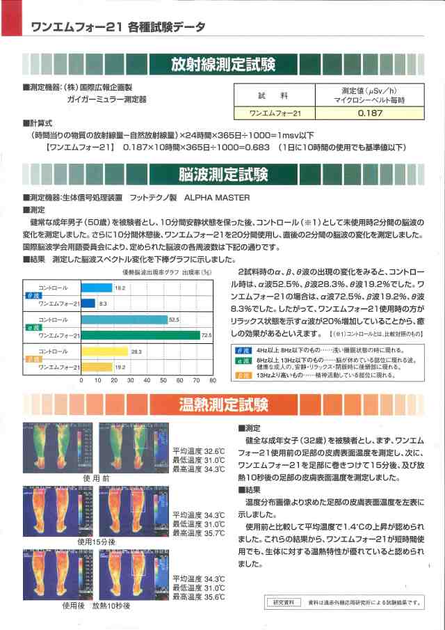 遠赤外線　マイナスイオン　微量放射線　ホルミシス　ワンエムフォー